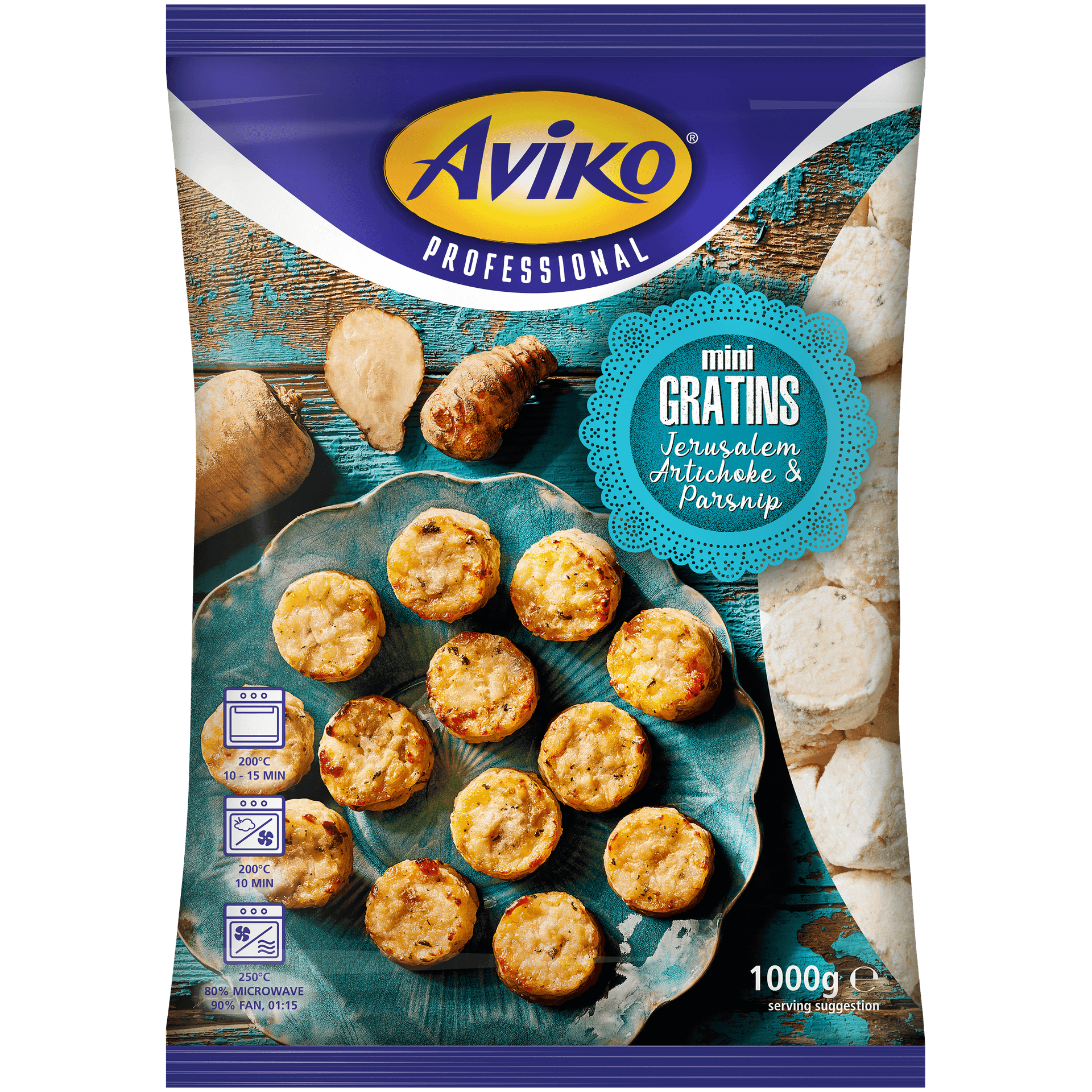 804401 Aviko Premium Mini Gratins Asperge Parmezan1000g